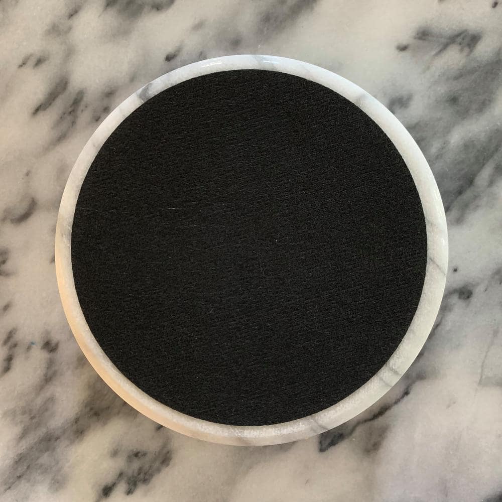 Elegant White Marble Wine Bottle Coaster with Protective Pad
