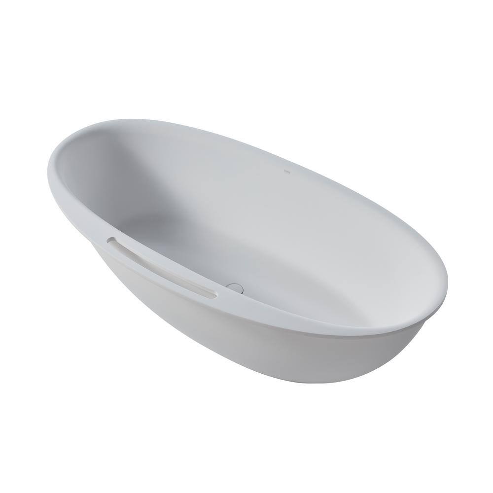 65'' White Fiberglass Freestanding Soaking Bathtub