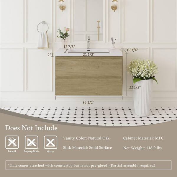Abruzzo Angela 36 in. W x 18.7 in. D x 20.5 in. H Wall Mounted