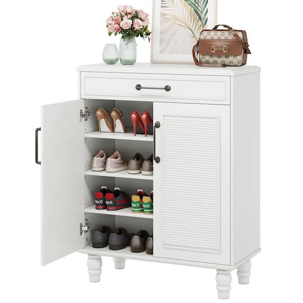 Tribesigns Shoe Cabinet, 9 Tiers 40-45 Pairs Heavy Duty Wood Freestanding Shoe  Storage Cabinet, 70.8'' Tall Shoe Cabinet with Open Storage for Entryway,  White 