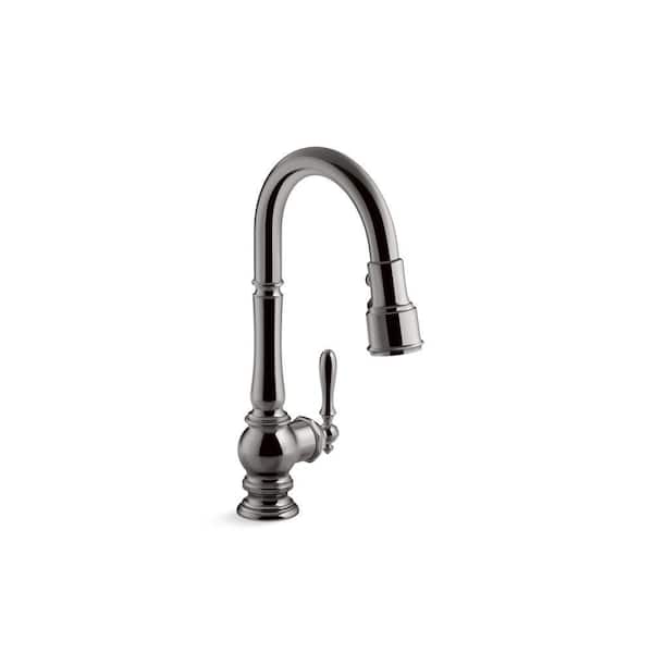 KOHLER Artifacts Single-Handle Pull Down Sprayer Kitchen Faucet in Vibrant Titanium