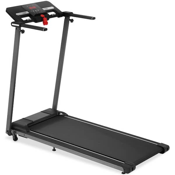 2.5 HP Black Metal Foldable Electric Treadmill with Safety Key, LED Display, Pad/Phone Holder and Inclines