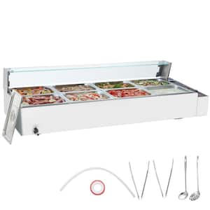 8-Pan Commercial Food Warmer,8 x 8QT Electric Steam Table with Glass Cover, 3200W Countertop Stainless Steel Buffet Bain