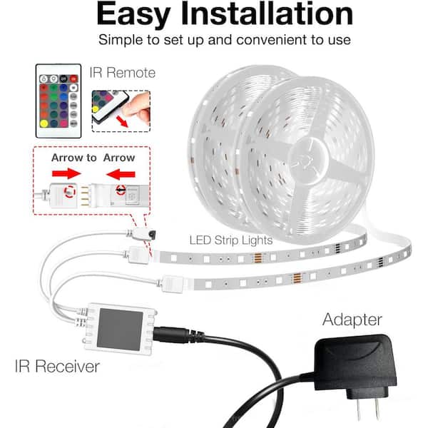 Etokfoks 100 ft. Smart Plug-in Dimmable Cuttable Color Changing Integrated LED  Strip Light with Tuya App Alexa Google Assistant MLPH007LT325 - The Home  Depot