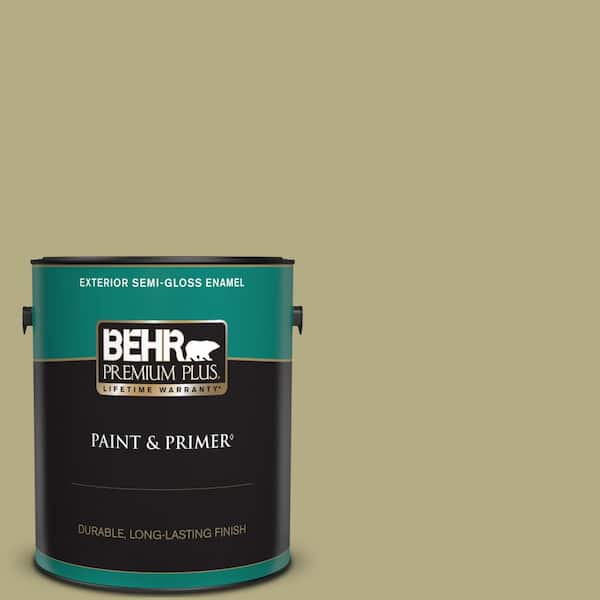 BEHR PREMIUM PLUS 1 gal. #PPU9-08 Tarragon Tease Semi-Gloss Enamel Exterior Paint & Primer