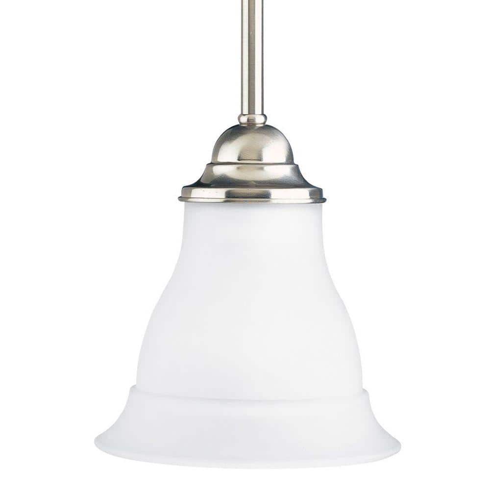 Trinity Brushed Nickel Mini Pendant with Etched Glass Shade
