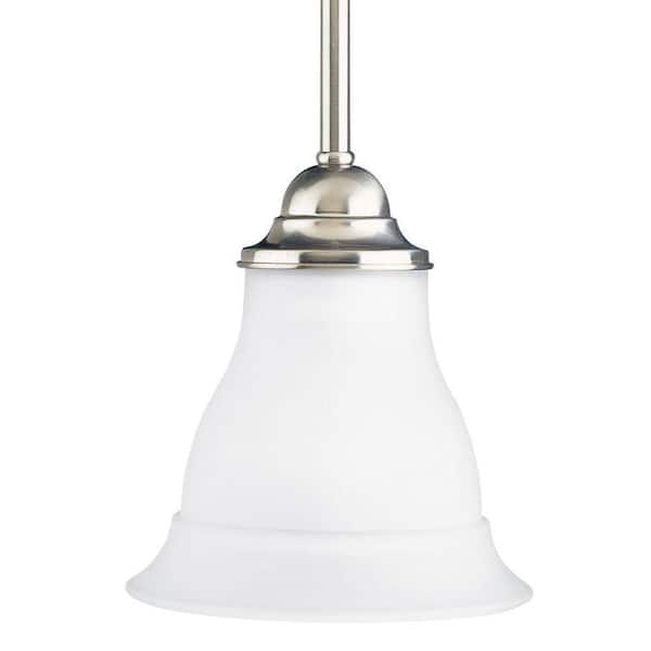 Trinity 1-Light Brushed Nickel Mini Pendant with Etched Glass