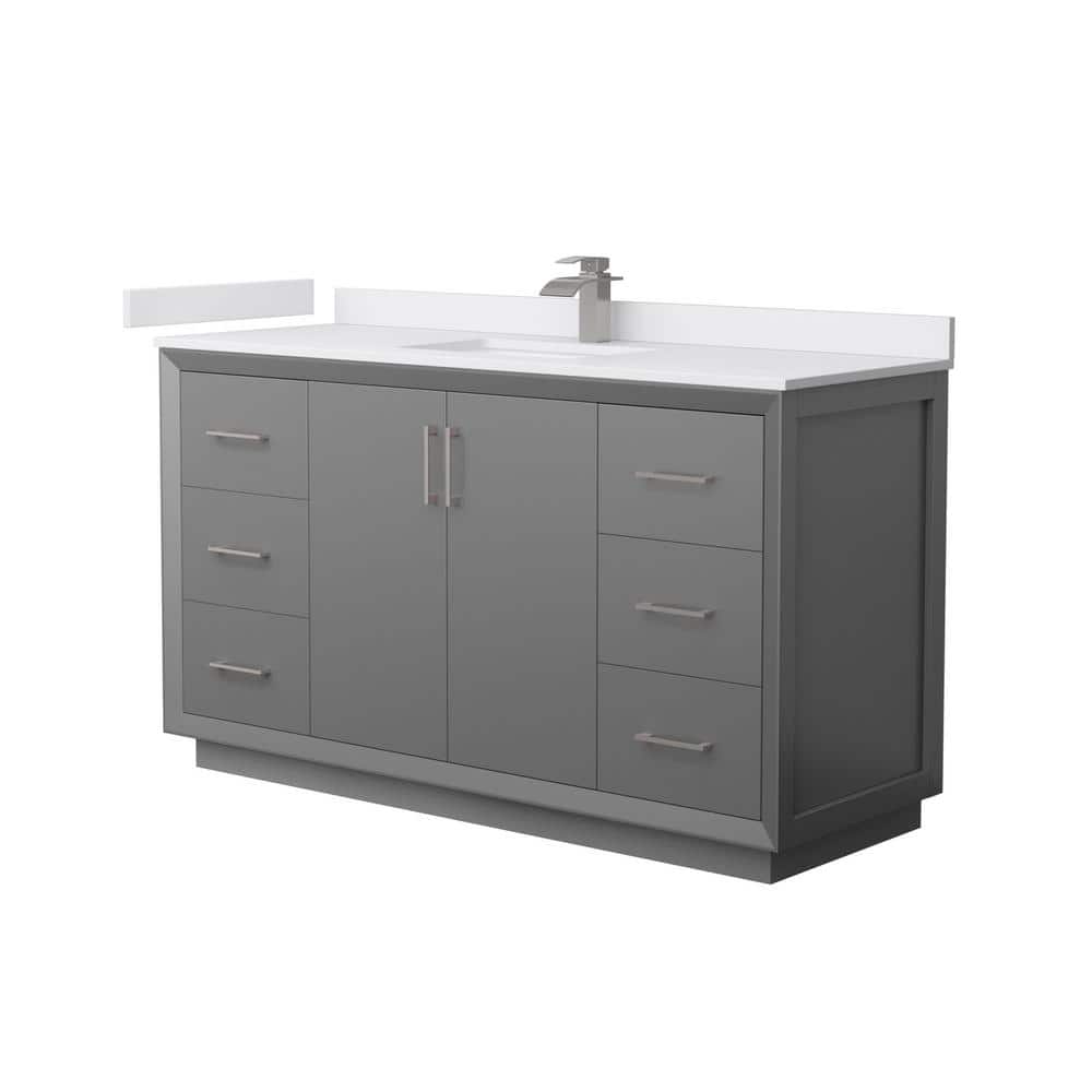 Strada 60 in. W x 22 in. D x 35 in. H Single Bath Vanity in Dark Gray with White Cultured Marble Top price history on PriceWatchPro