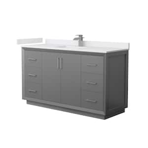Strada 60 in. W x 22 in. D x 35 in. H Single Bath Vanity in Dark Gray with White Cultured Marble Top
