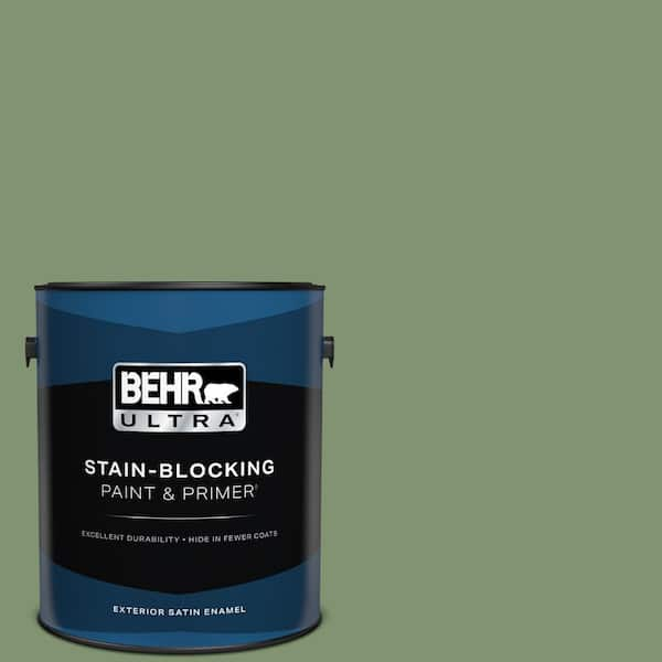 BEHR ULTRA 1 gal. #BIC-26 Aloe Plant Satin Enamel Exterior Paint & Primer