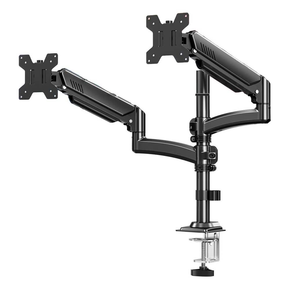 Ergonomic Dual Monitor Stand Adjustable Gas Spring Desk Mount for 2 Screens Up to 32in 4.4-22lbs Black