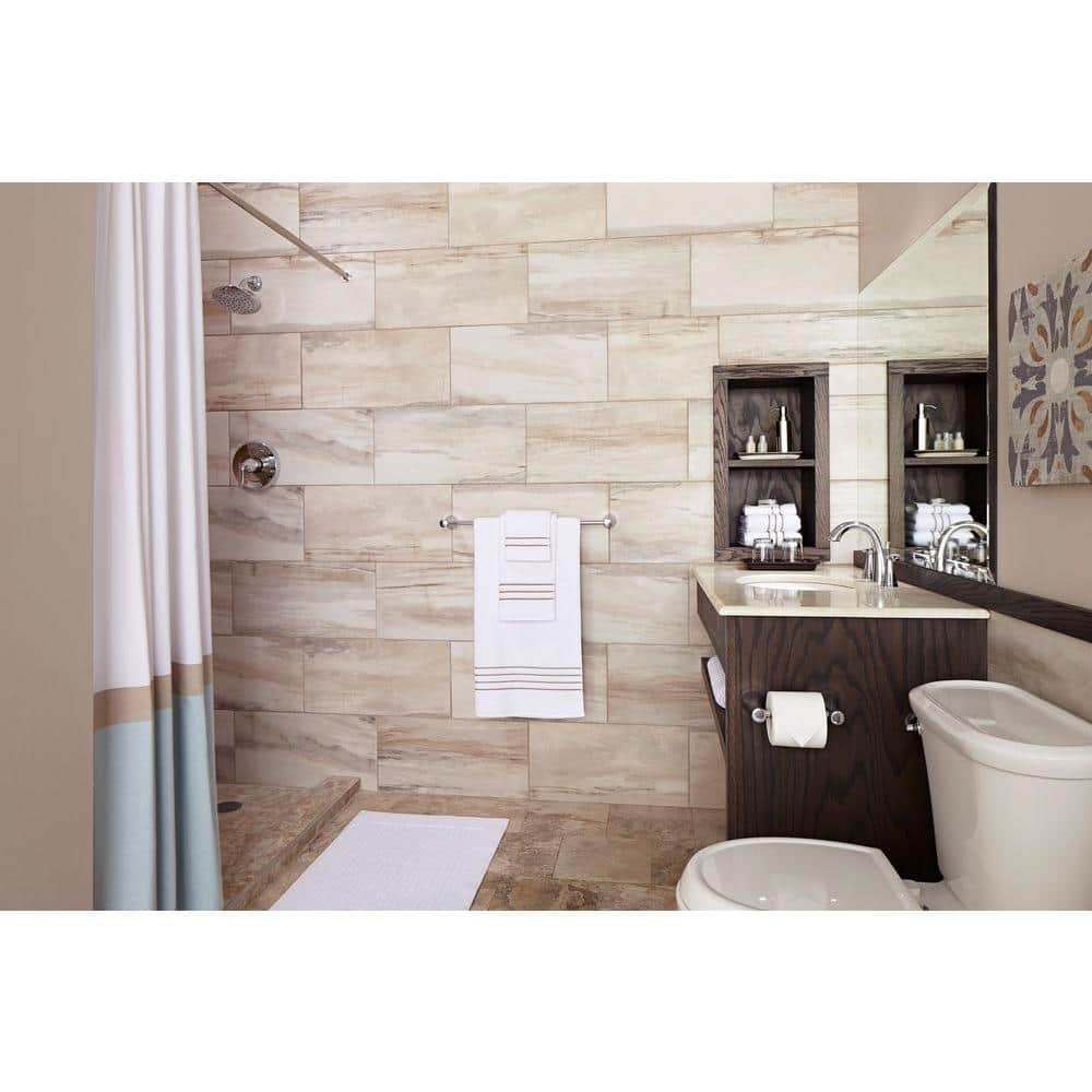 Fluent Polished Chrome Double Handle Widespread Bathroom Faucet