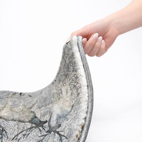 Dream Shag Premium Machine Washable Abstract ADS213 Ash 8 ft. x 8 ft. Round Rug