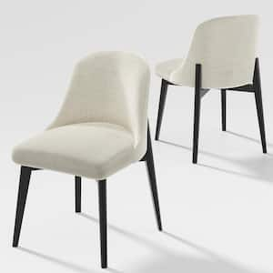 Upholstered Modern Dining Chairs with Black Legs (Set of 2)