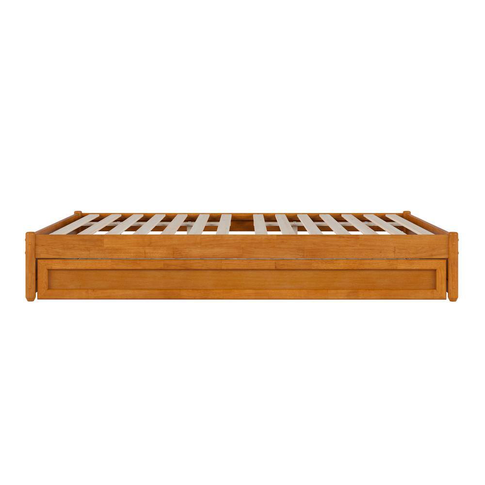 Barcelona Light Toffee Queen Wood Panel Platform Bed with Twin XL Trundle