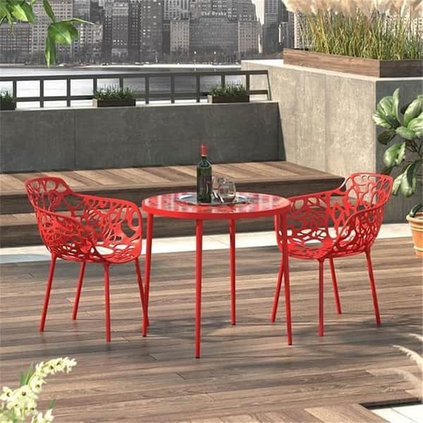 Red Color Aluminum Side Chair-Set of 2