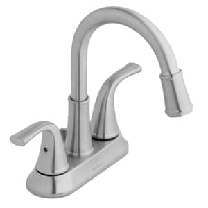Focus 4 in. Centerset Double-Handle LED High-Arc Bathroom Faucet in Brushed Nickel
