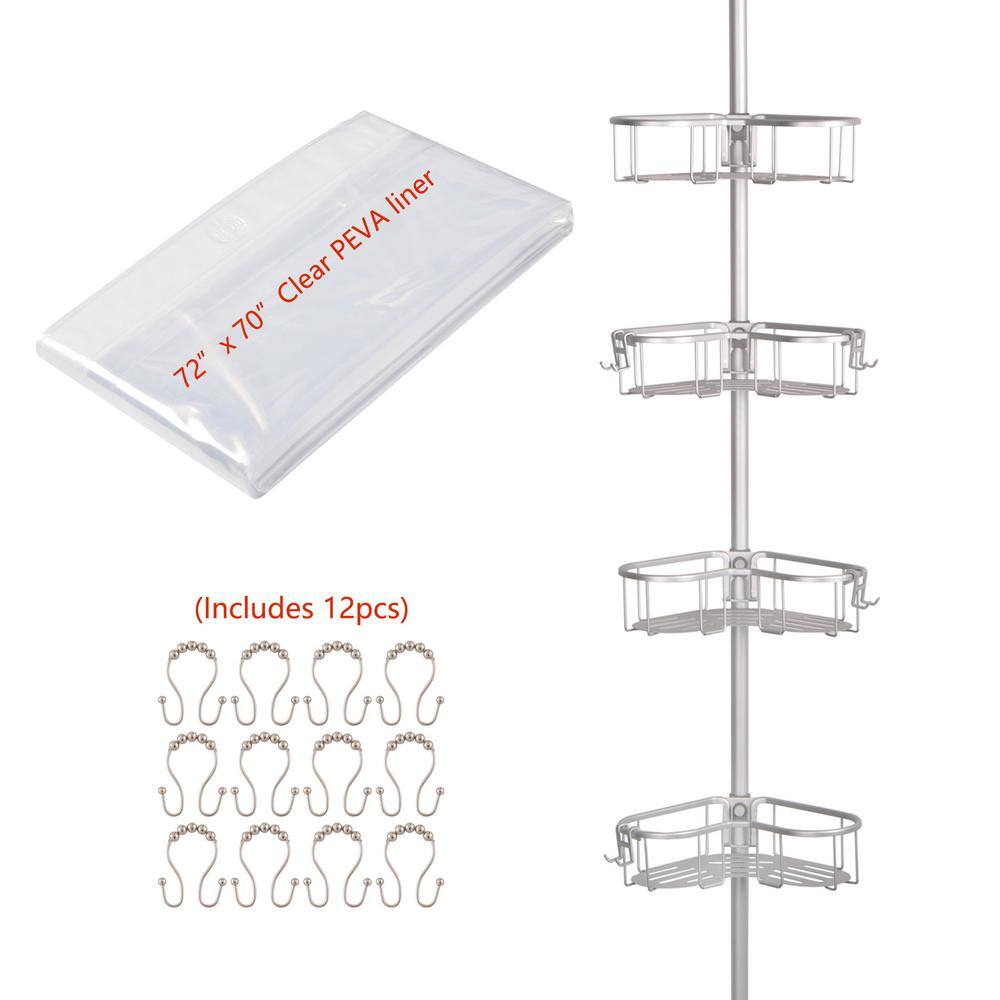 Utopia Alley Flat Shelf Tension Rod Shower Caddy Rustproof Corner
