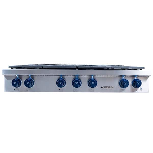 Randolph Pro 48 in. 7 Burners Burner Grate Natural Gas Cooktop in Stainless Steel