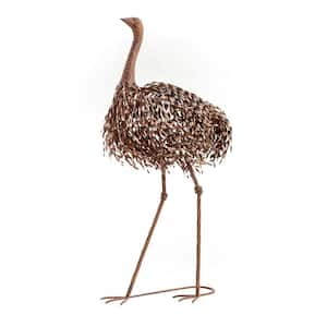 39 in. Tall Outdoor Metal Ostrich Standing Yard Statue Decoration