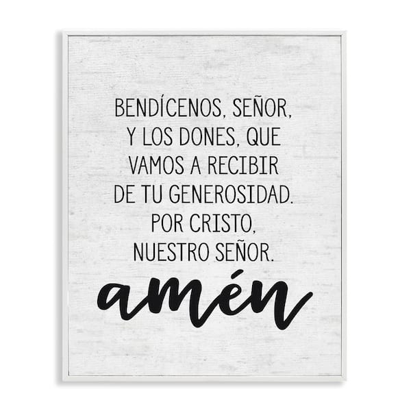 Stupell Industries Dinner Prayer by Lettered and Lined White Framed Religious Giclee Art Print 30 in. x 24 in.