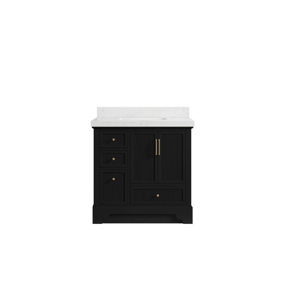 Alys 36 in. W x 22 in. D x 36 in. H Single Sink Bath Vanity Center in Black with 2 in. Empira Qt. Top price history on PriceWatchPro
