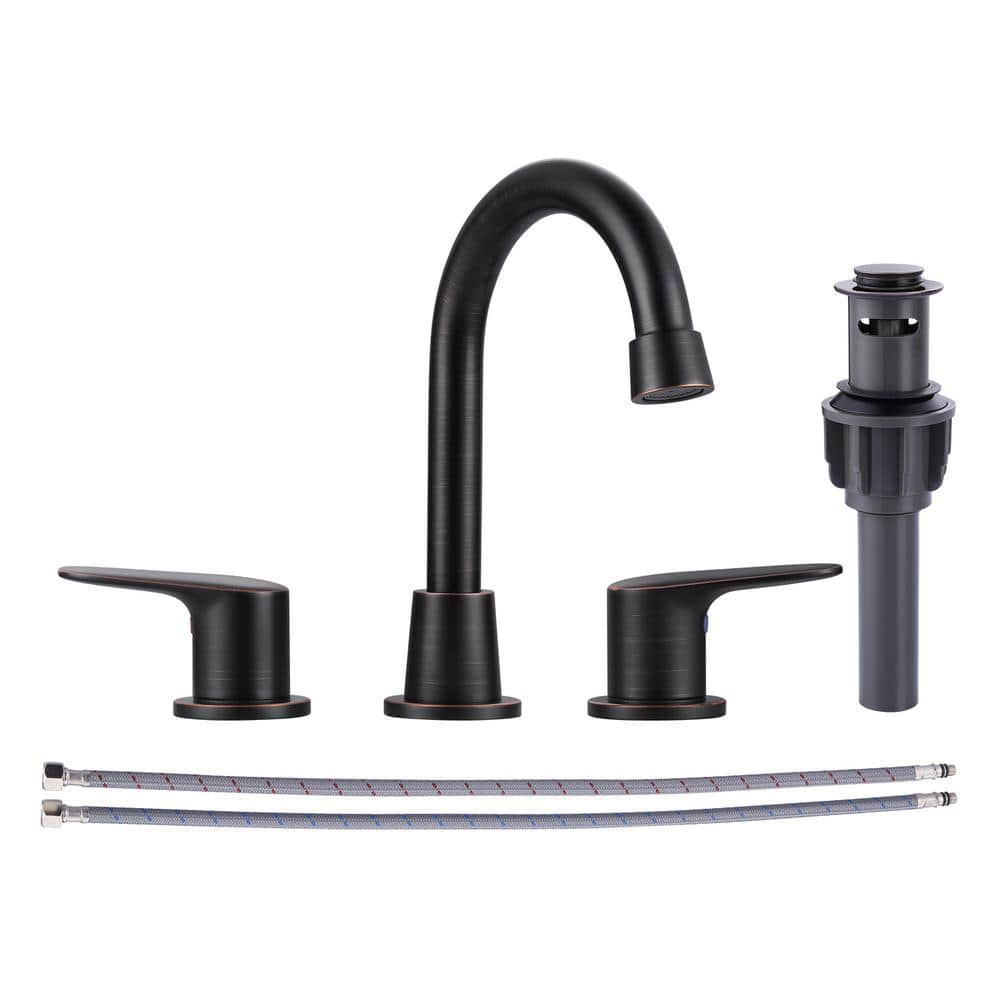 8 in. Widespread Double Handle Bathroom Faucet with Drain Kit Included in O