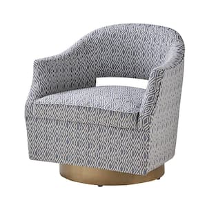 Felisa Blue Transition Upholstered 360-degree Swivel Barrel Chair