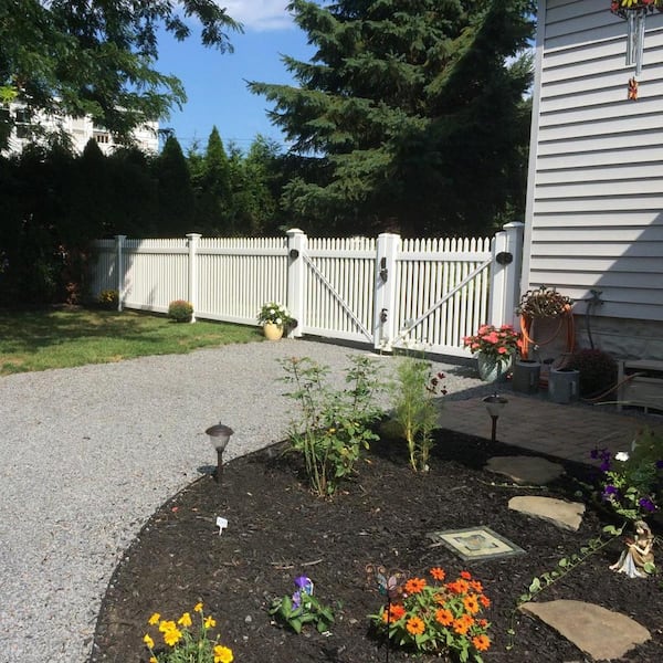 Weatherables Hartford 5 ft. H x 8 ft. W White Vinyl Picket Fence Panel Kit