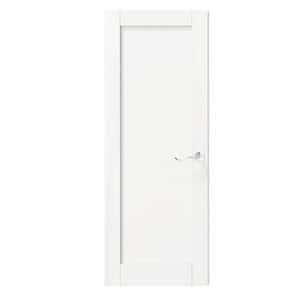 30in x 80in 1 Panel Solid MDF Core, Composite Pre-finished, White Primed Interior Door Slab With Silver Curved Doorknob