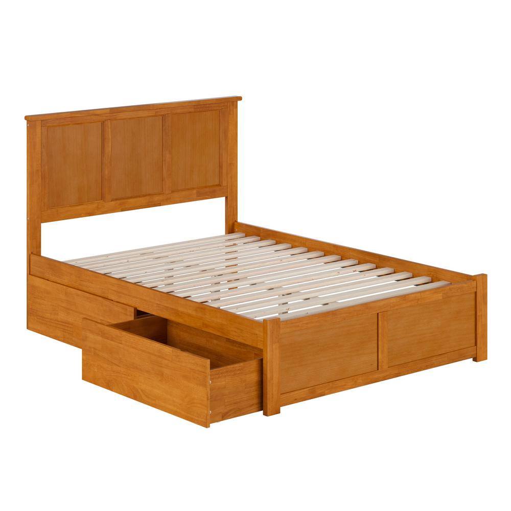 Madison Light Toffee Full Wood Platform Bed with Storage Drawers