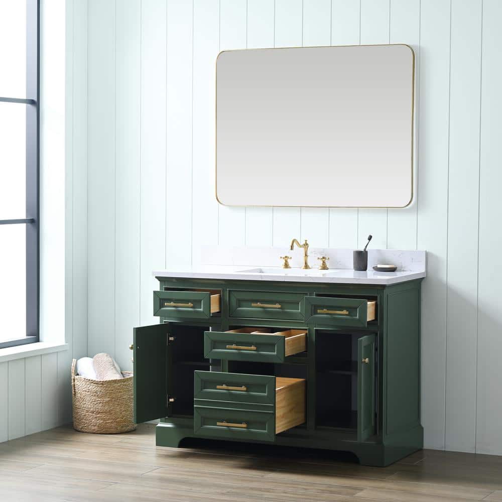 Thompson 48" Evergreen Wood Vanity with Carrara White Top