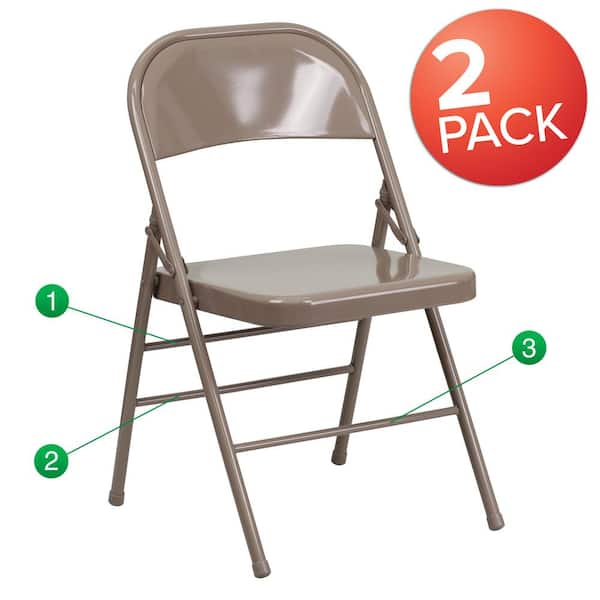 Beige metal best sale folding chairs