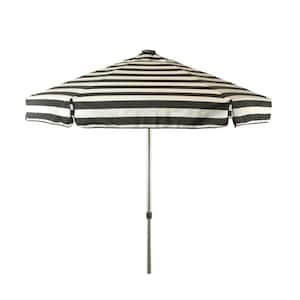 6.5 ft. Aluminum Manual Tilt Drape Patio Umbrella in Black and White Acrylic Stripes