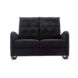 Black Polyester Fabric Upholstered Double Seat Rocking Chair