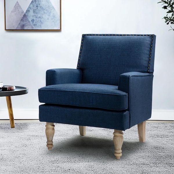 JAYDEN CREATION Cahokia Classic Navy Polyester Upholstery Accent Chair ...