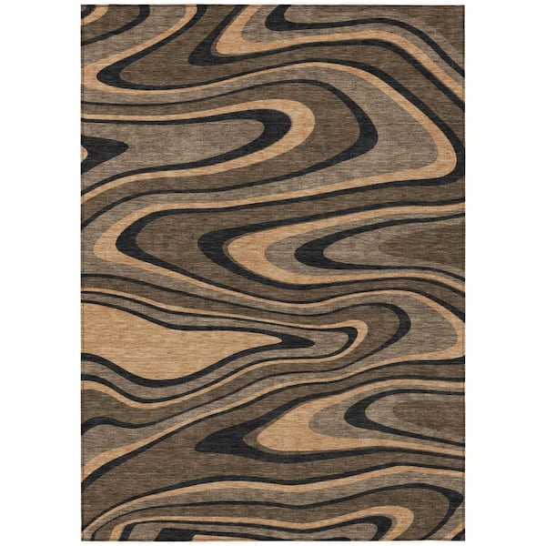 Chantille Machine Washable Indoor/Outdoor Abstract ACN2493 Chocolate 5 ft. x 7 ft. 6 in. Area Rug