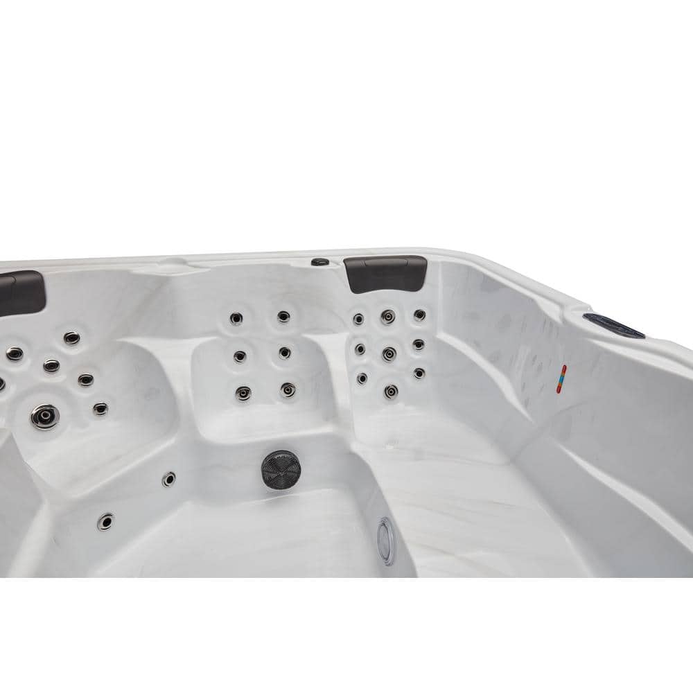 Gray Acrylic 6-Person Square Hot Tub with Ozonator