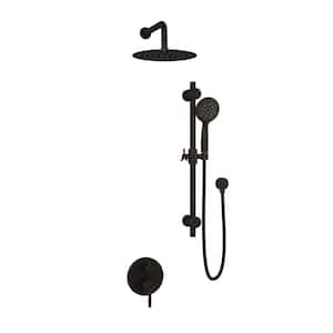 Refuge 6-Spray Patterns with 1.8 GPM 10 in. Wall Mounted Dual Showerheads with Slide Bar and Valve in Oil-Rubbed Bronze
