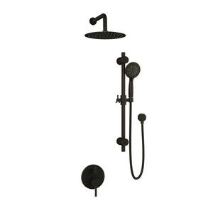 6-Spray Round Hand Shower and Showerhead Wall Combo Kit with Slide Bar and Valve in Oil-Rubbed Bronze