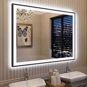 40 in. W x 32 in. H Rectangular Framed Front and Back LED Lighted Anti-Fog Wall Bathroom Vanity Mirror in Tempered Glass