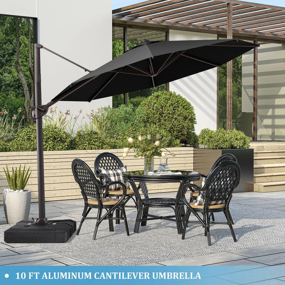 Crestlive Products 10 ft. x 10 ft. Patio Cantilever Umbrella, Heavy-Duty Frame Umbrella in Black -  CL-PU047BLK-N1