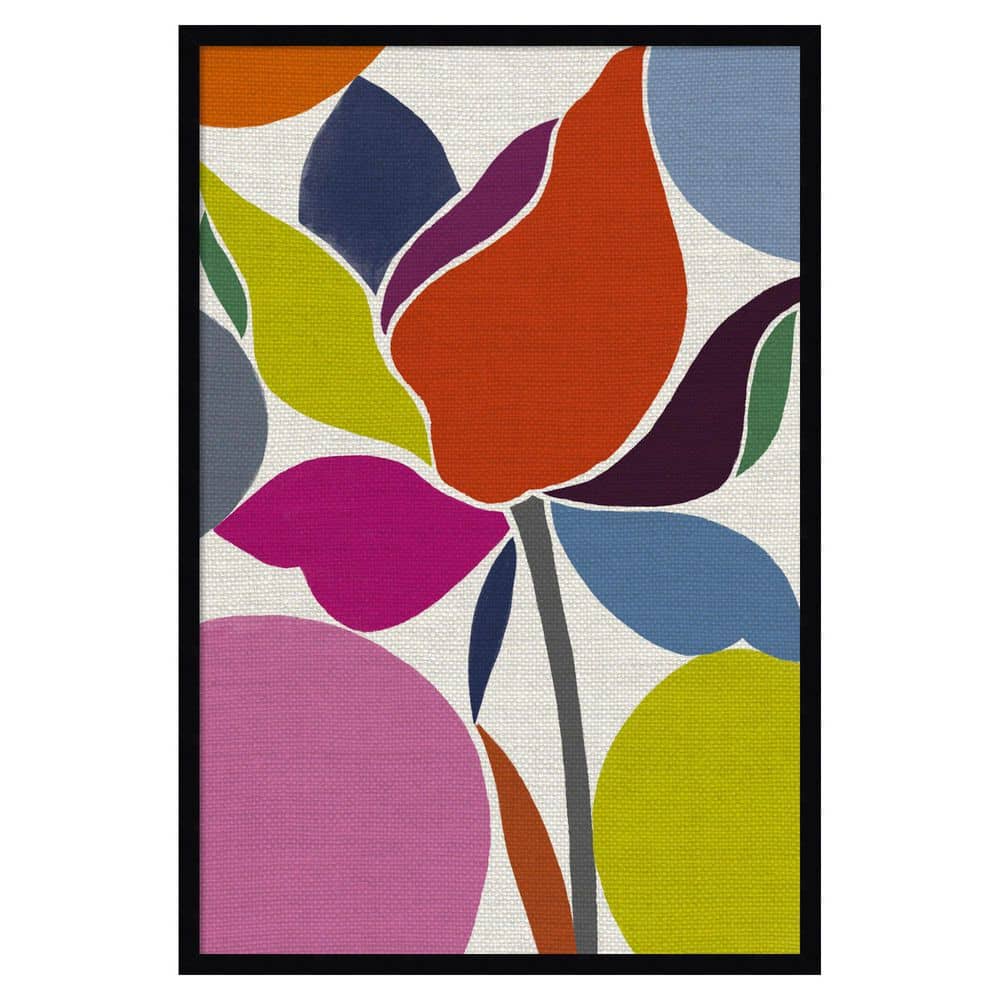 Printed Tulip by Jenny Frean 25 in. x 37in. Svelte Noir Black Wood Framed Fabric Pinboard Memo Board price history on PriceWatchPro