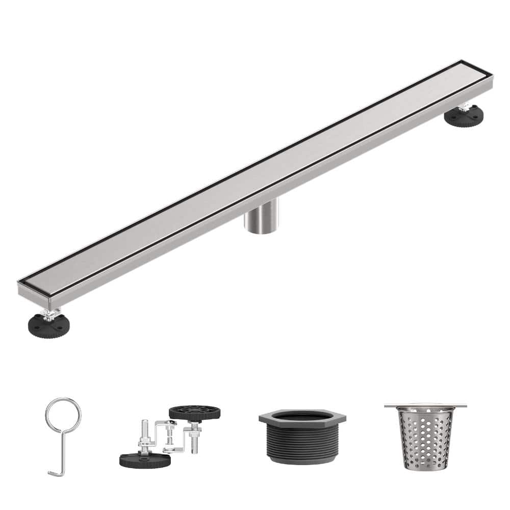 36 in. Linear Shower Drain with Removable Grate and Hair Strainer in Brushed Nickel price history on PriceWatchPro