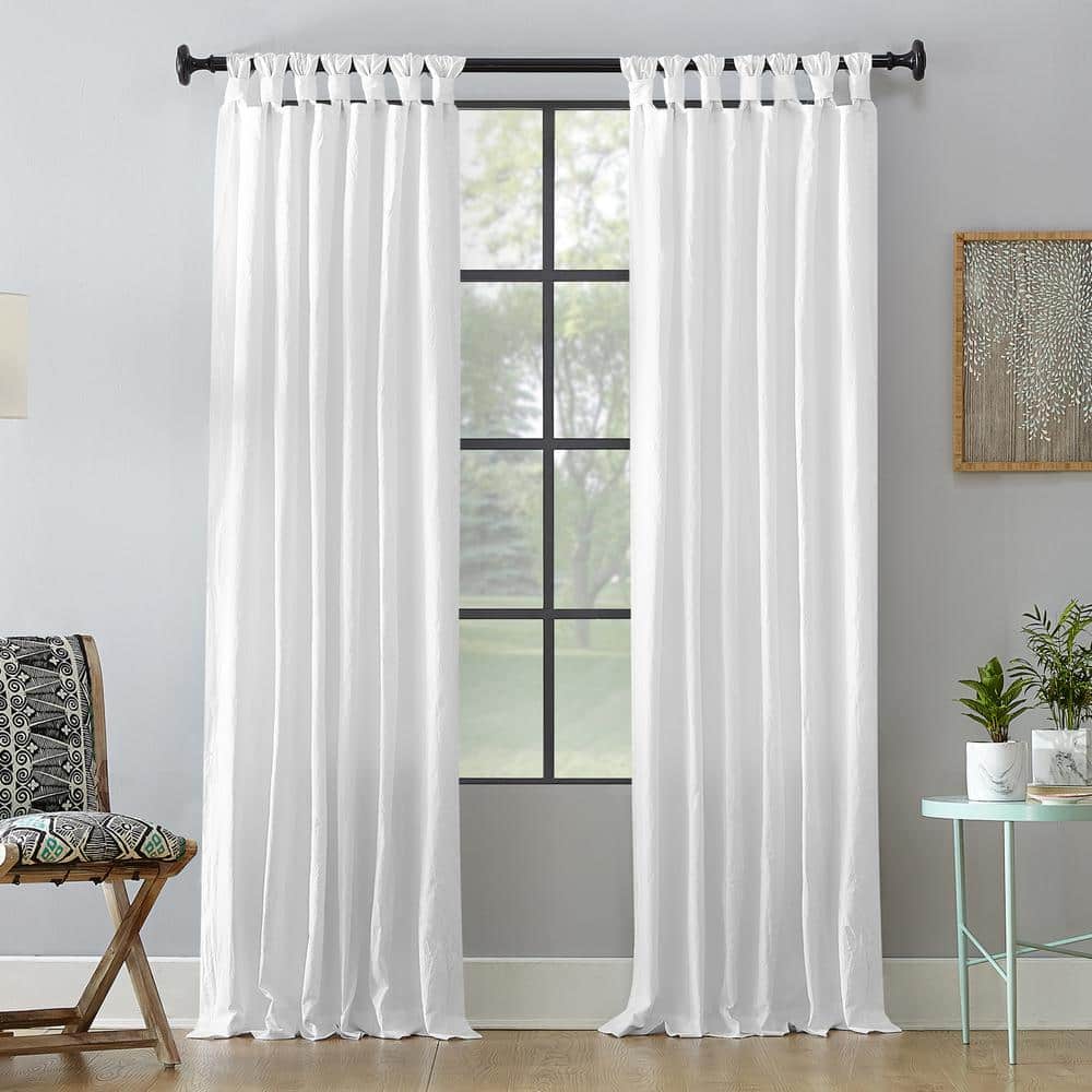 White Sheer Cotton Tab Top Window Panel, 52" x 95"