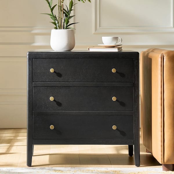 Anton Charcoal 3 Drawer 28 in. W Nightstand with Integrated Power Station