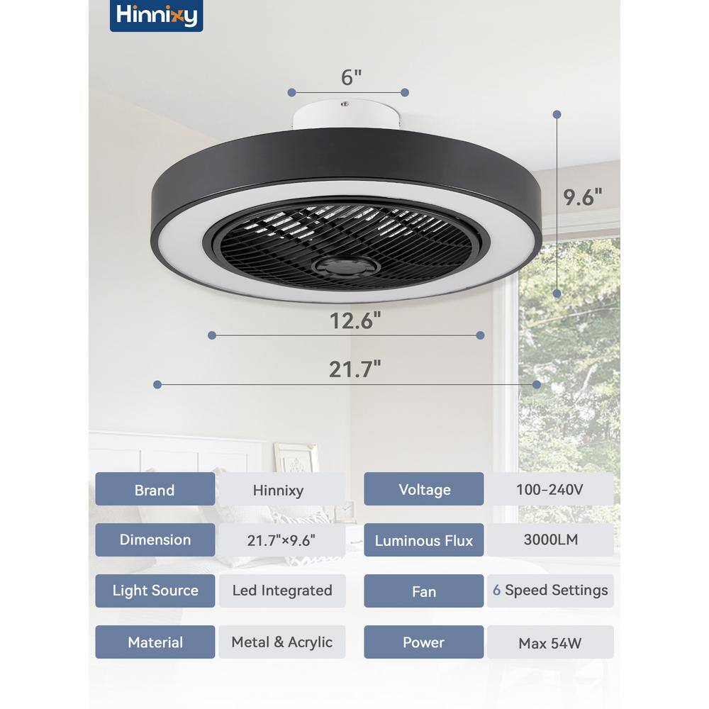 Black Low Profile LED Ceiling Fan with Remote and App Control