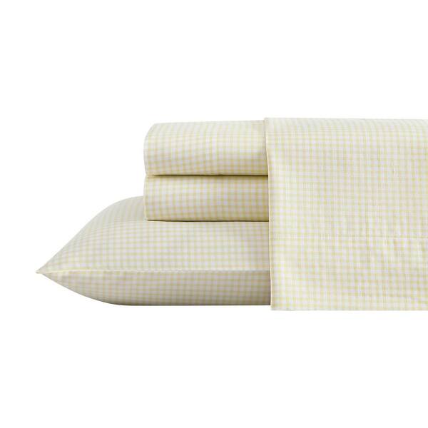 Laura Ashley Serendipity Gingham 4-Piece Yellow Cotton Queen Sheet Set