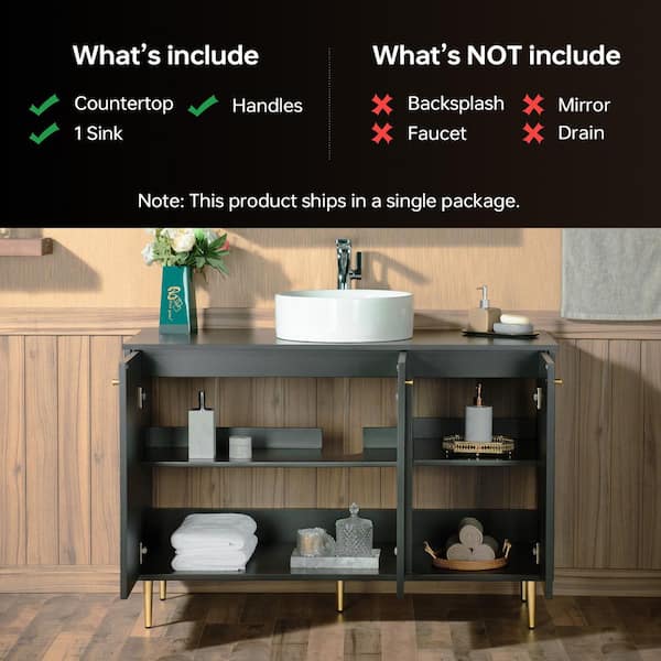 WOODBRIDGE 48 in. W x 22 in. D Single Ceramic Vessel Sink