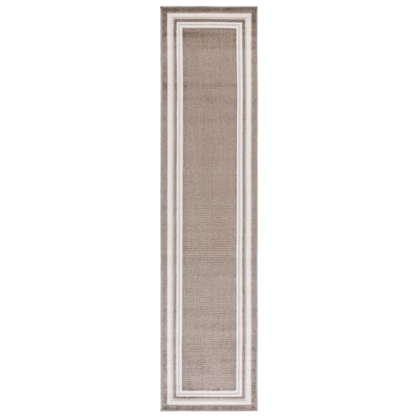 SAFAVIEH Cabana Dark Beig/Ivory 2 ft. x 9 ft. Striped Border Indoor/Outdoor Runner Rug